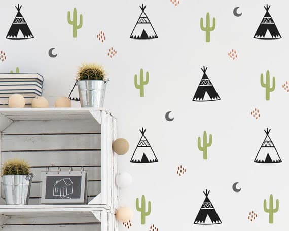 DIY murals for kids rooms decals teepee cactus