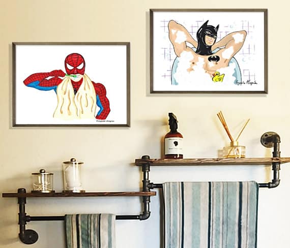 bathroom superhero prints