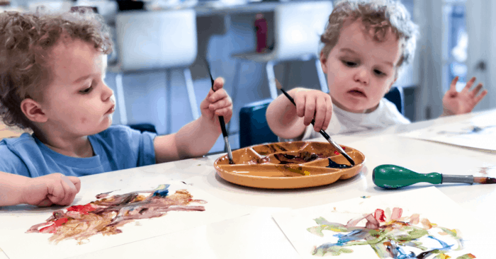 encouraging toddlers to talk in sentences with painting