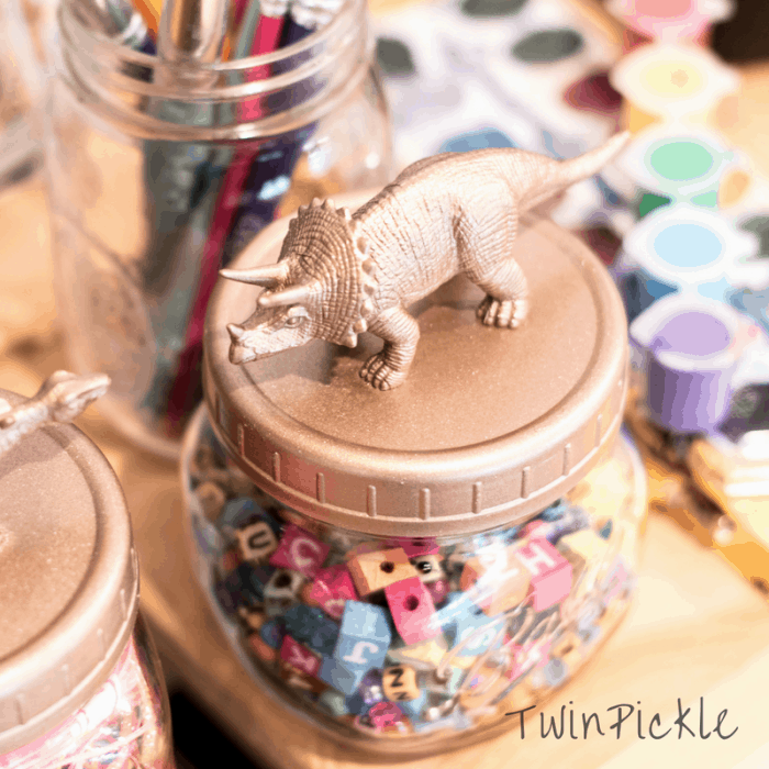 DIY Dinosaur Mason Jars Art