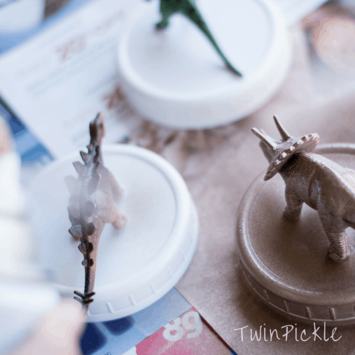 DIY Dinosaur Mason Jars Spray Paint