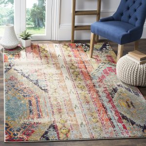 distressed multi colored rug