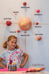 Glow in the dark solar system model STEM kids activity