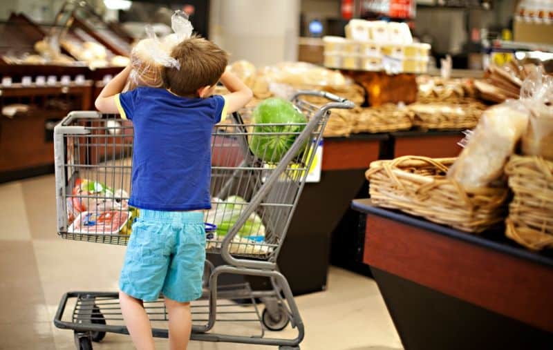 Grocery store spending time with twins