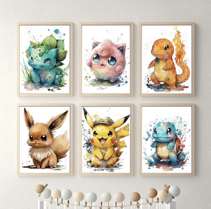 Pokemon Watercolor Wall Art